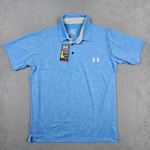 Under Armour HeatGear UA Golf Polo Shirt Men's Blue Heather Loose NWT